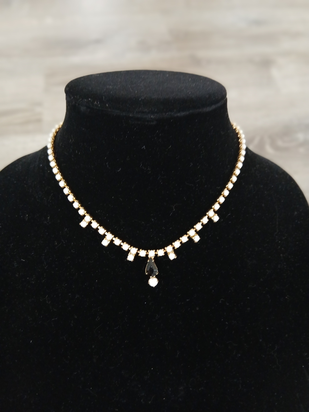 Gold-Tone Black Crystal Pendant Necklace - Women Jewelry